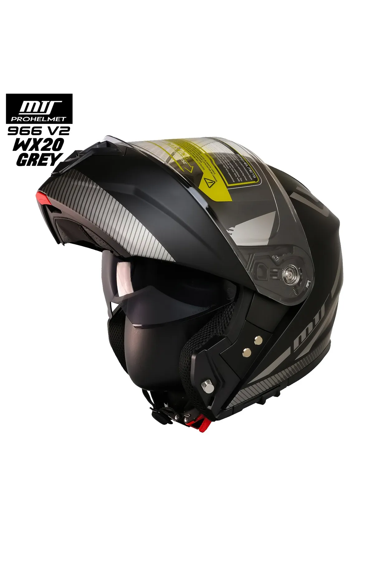 MTS M-966 V2 VX20 GRİ SİYAH ÇENE AÇILIR KASK
